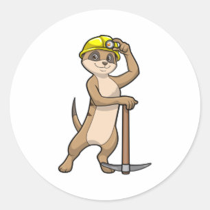 Pegatina Redonda Meerkat como minero con paquistaní