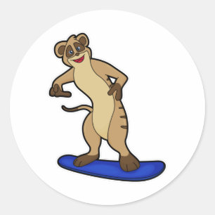 Pegatina Redonda Meerkat como snowboard