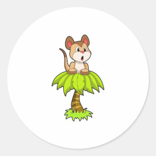 Pegatina Redonda Meerkat con árbol