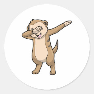 Pegatina Redonda Meerkat con baile de hip hop