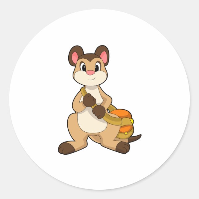 Pegatina Redonda Meerkat con bolsa (Anverso)