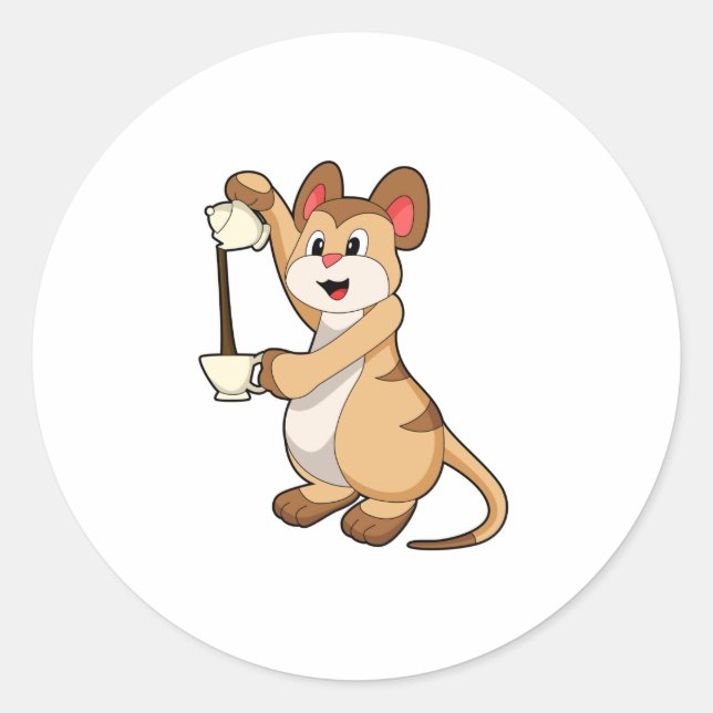 Pegatina Redonda Meerkat con café y café.PNG (Anverso)