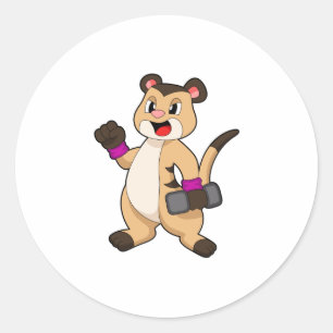 Pegatina Redonda Meerkat con Dumbbell