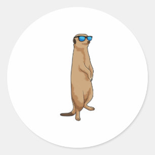 Pegatina Redonda Meerkat con gafas de sol