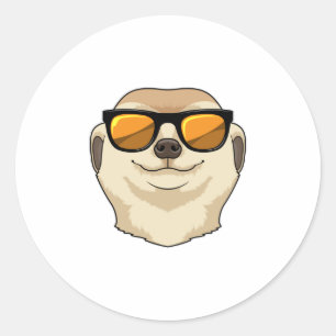 Pegatina Redonda Meerkat con gafas de sol