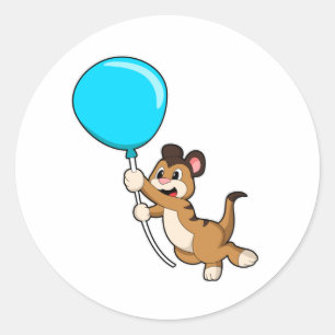 Pegatina Redonda Meerkat con globo