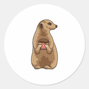 Pegatina Redonda Meerkat con Muffin