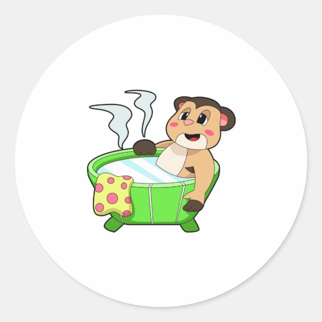 Pegatina Redonda Meerkat en bañarse en bañera (Anverso)
