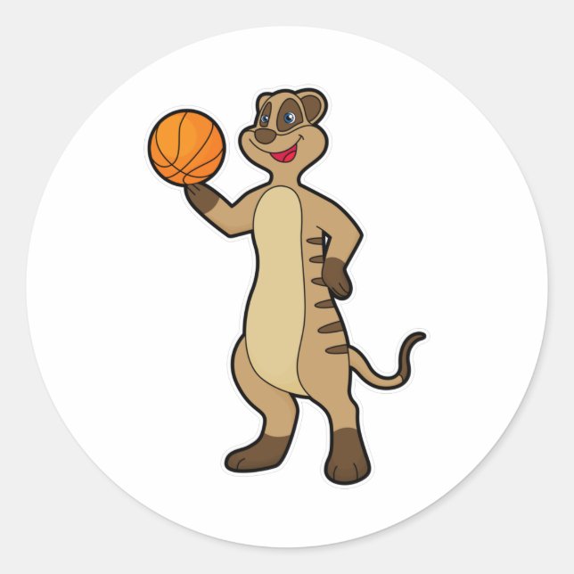 Pegatina Redonda Meerkat en Basketball Sports (Anverso)
