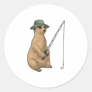 Pegatina Redonda Meerkat Pesca