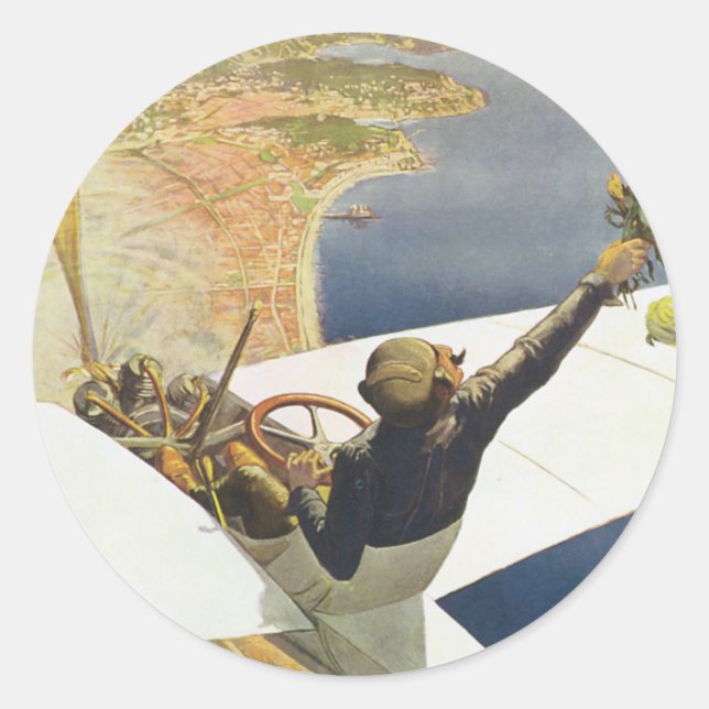 Pegatina Redonda Meeting d'Aviation Nice (Anverso)