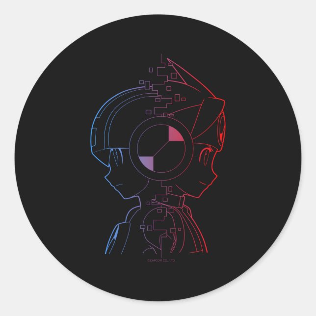 Pegatina Redonda Mega Battle Network Mega Lan (Anverso)