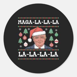 Pegatina Redonda Mega La La Donald Trump engaña a 47 Navidades feos