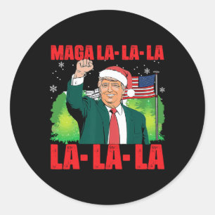 Pegatina Redonda Mega La La Donald Trump engaña a 47 Navidades feos