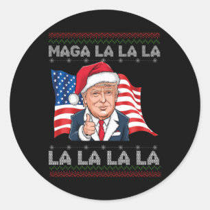 Pegatina Redonda Mega La La Donald Trump engaña a 47 Navidades feos