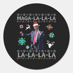 Pegatina Redonda Mega La La La Donald Trump presidente 47 baila mal