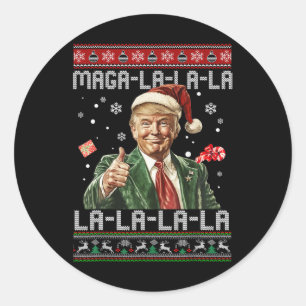 Pegatina Redonda Mega La La La Navidades Santa Trump suéter feo X