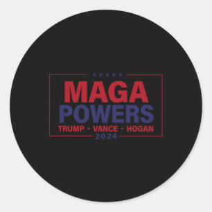 Pegatina Redonda Mega Potencias Trump Vance Hogan 2024 Funny patrió