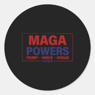 Pegatina Redonda Mega Potencias Trump Vance Hogan 2024 Funny patrió