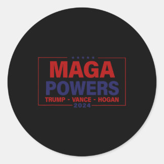 Pegatina Redonda Mega Potencias Trump Vance Hogan 2024 Funny patrió