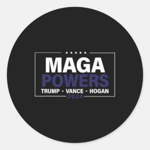 Pegatina Redonda Mega Potencias Trump Vance Hogan 2024 Funny patrió