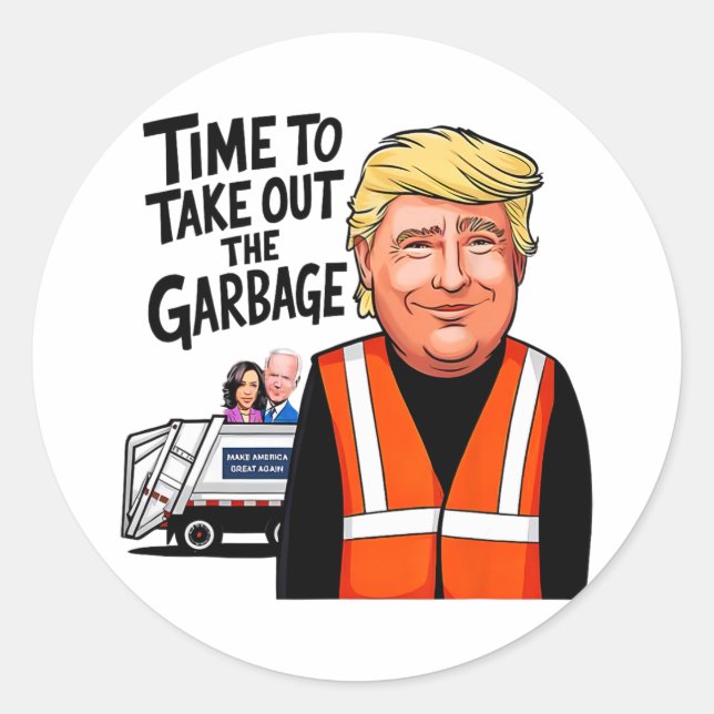 Pegatina Redonda Mega Trump Camión De Garganta Tiempo Para Sacar La (Anverso)
