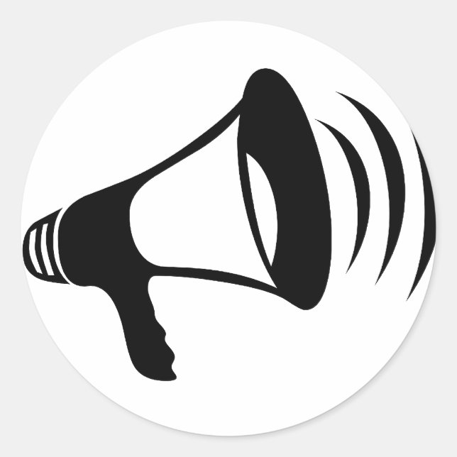 Pegatina Redonda Megáfono negro (Anverso)