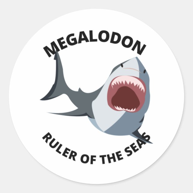 Pegatina Redonda Megalodon (Anverso)