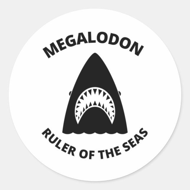 Pegatina Redonda Megalodón (Anverso)