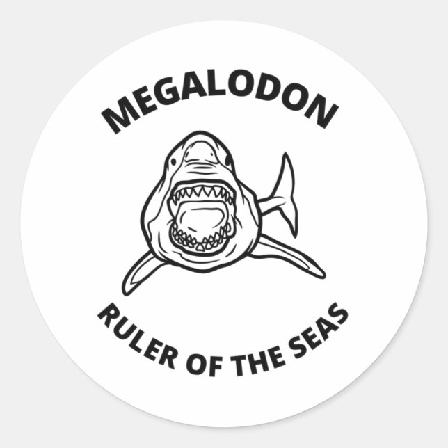 Pegatina Redonda Megalodon (Anverso)