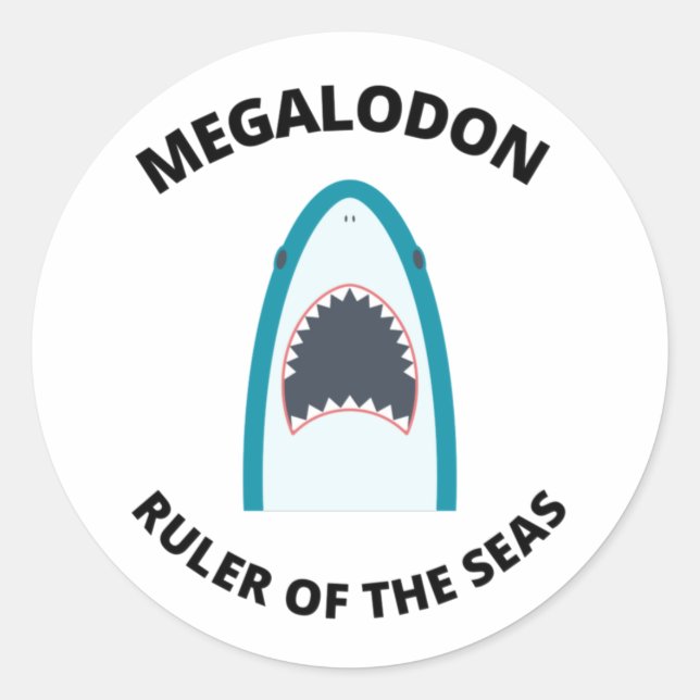 Pegatina Redonda Megalodon (Anverso)