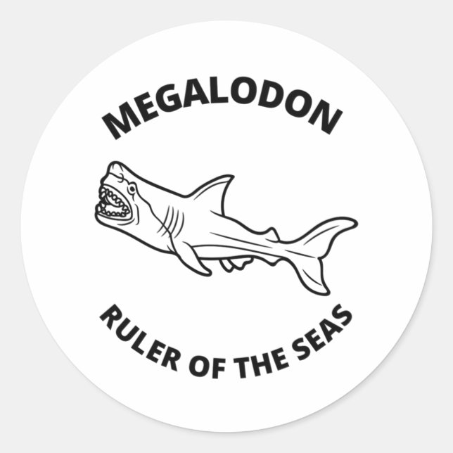 Pegatina Redonda Megalodon (Anverso)