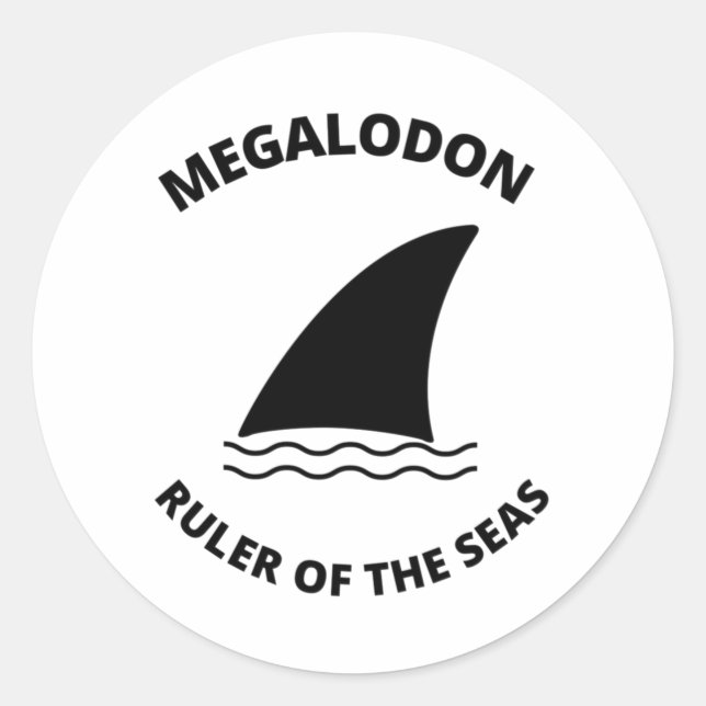 Pegatina Redonda Megalodon (Anverso)
