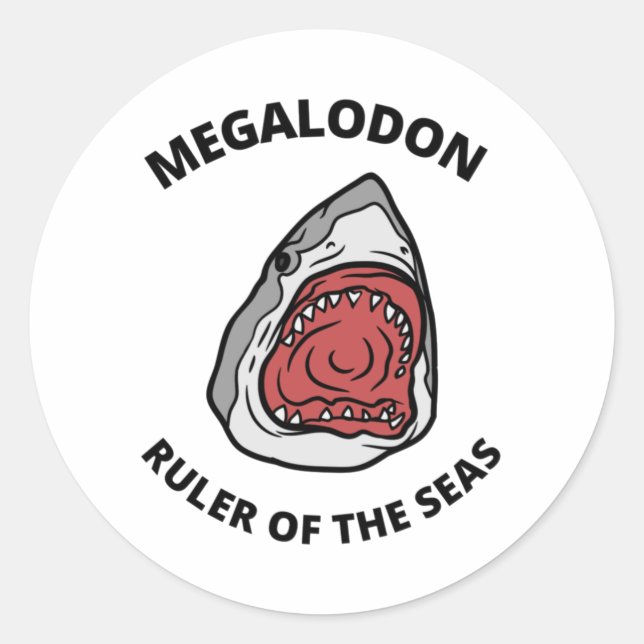 Pegatina Redonda Megalodon (Anverso)