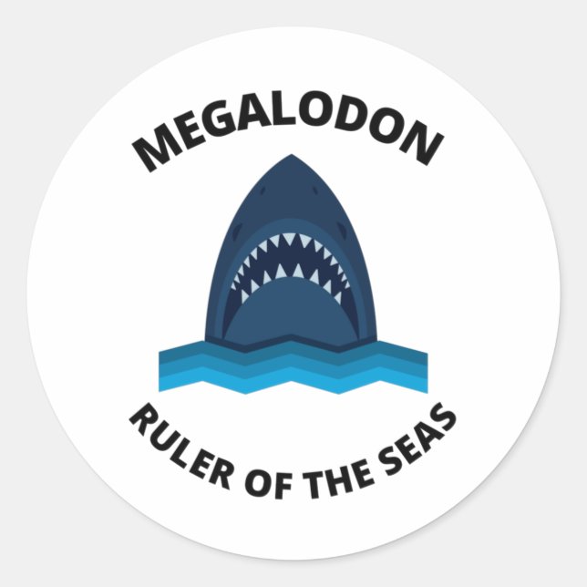 Pegatina Redonda Megalodon (Anverso)