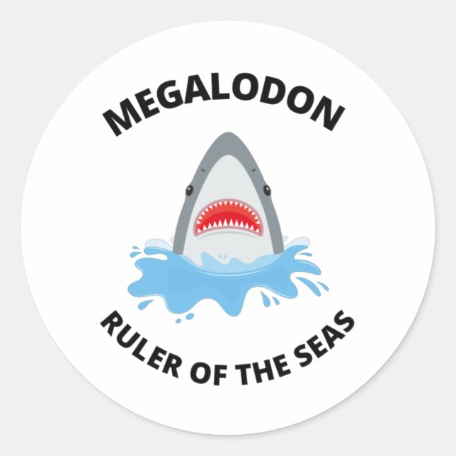 Pegatina Redonda Megalodon (Anverso)
