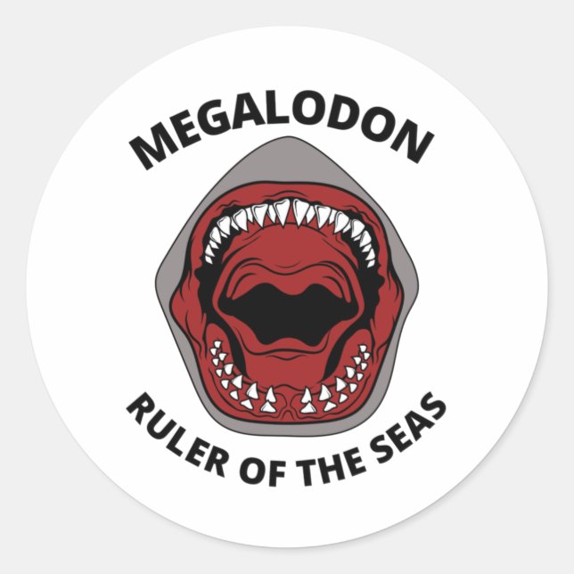 Pegatina Redonda Megalodon (Anverso)