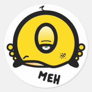 Pegatina Redonda Meh (y la cosa fría redonda con un ojo)