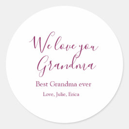 Pegatina Redonda mejor abuela jamás abuelos foto regalos clásicos