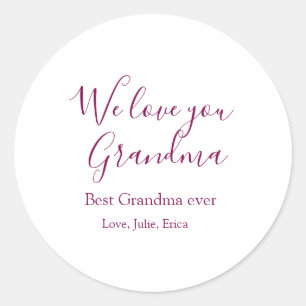 Pegatina Redonda mejor abuela jamás abuelos foto regalos clásicos