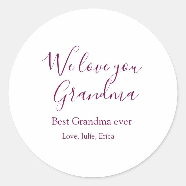 Pegatina Redonda mejor abuela jamás abuelos foto regalos clásicos (Anverso)