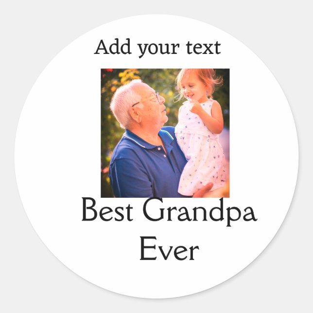 Pegatina Redonda Mejor abuelo, abuelo, abuelo... foto de regalo tex (Anverso)