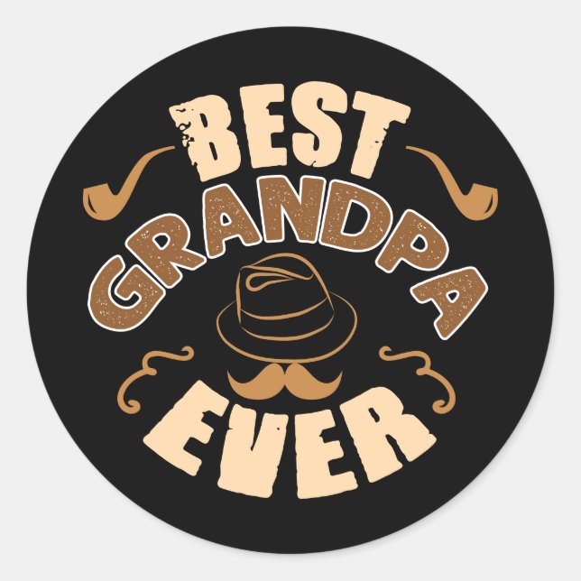 Pegatina Redonda Mejor Abuelo de la Historia - Gorra y Ilustracion  (Anverso)