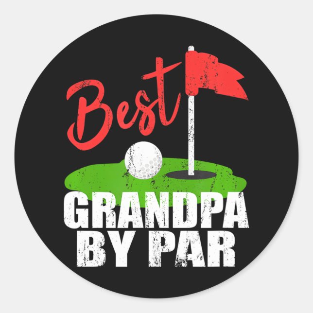 Pegatina Redonda Mejor Abuelo De Par Golf (Anverso)