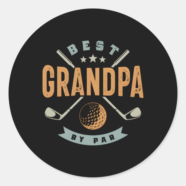 Pegatina Redonda Mejor Abuelo De Par Golf Grandad Golfing (Anverso)