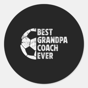 Pegatina Redonda Mejor Abuelo Entrenador Fútbol Abuelo De Un Jugado