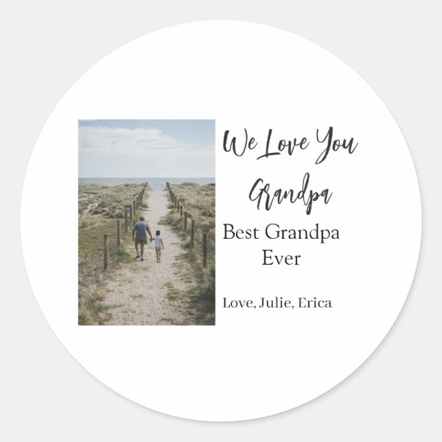 Pegatina Redonda mejor abuelo siempre abuelos foto regalos clásicos (Anverso)