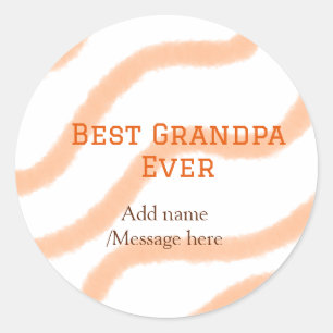 Pegatina Redonda Mejor abuelo siempre naranja rayas espiral añadir