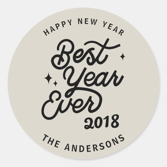 Pegatina Redonda Mejor año de vacaciones de Año Nuevo (Anverso)