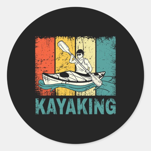 Pegatina Redonda Mejor Arte De Kayak Para Hombres Mujeres Pescando  (Anverso)